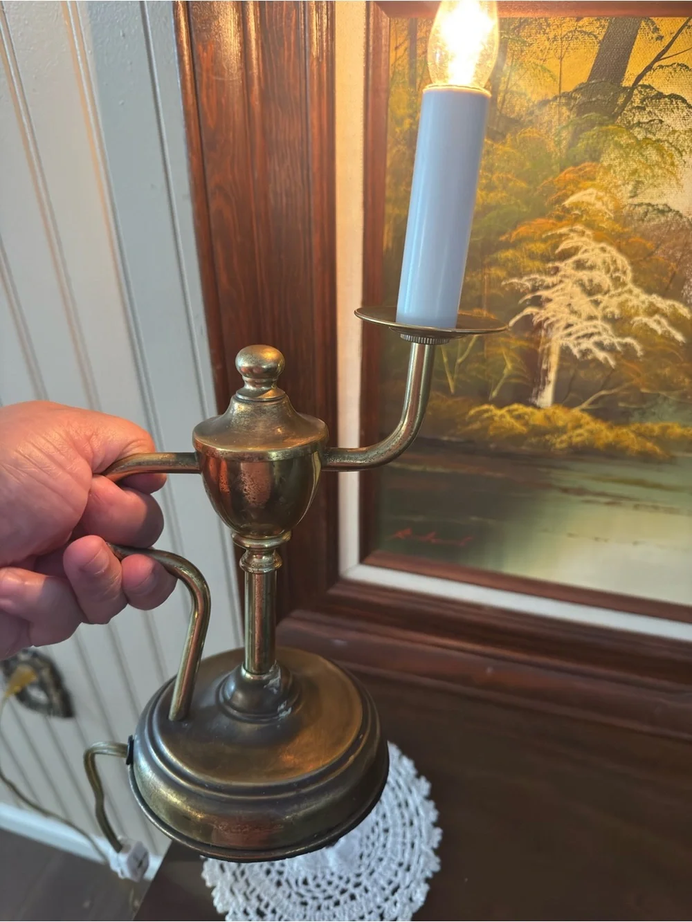 Vintage Brass Chamberstick Table Lamp – Classic Candle Style